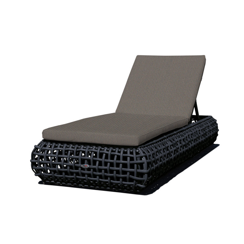 Dynasty Outdoor Chaise Lounge, Black Mushroom, Spectrum Graphite Sunbrella® Plainweave