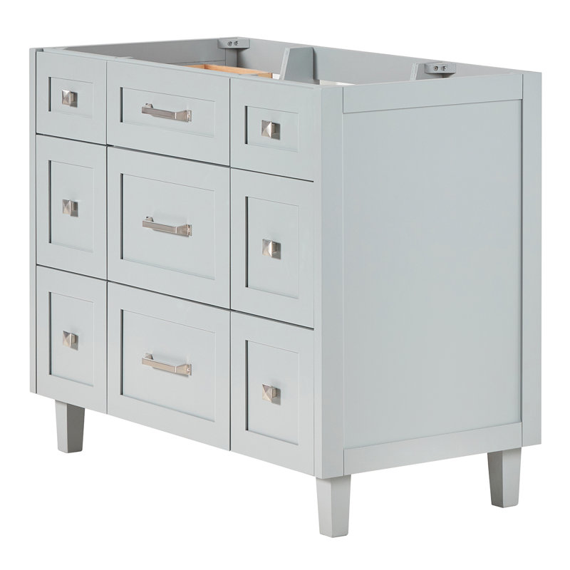 Base de meuble-lavabo simple en bois massif 42 po ARIEL Monreau seulement en gris, Gris