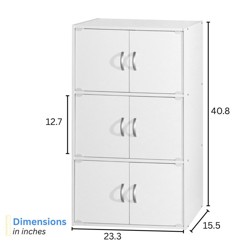 Bibliothèque à 6 tablettes et 3 tablettes de 40,8 po de hauteur avec rangement à 3 niveaux pour la maison ou le bureau, Blanc