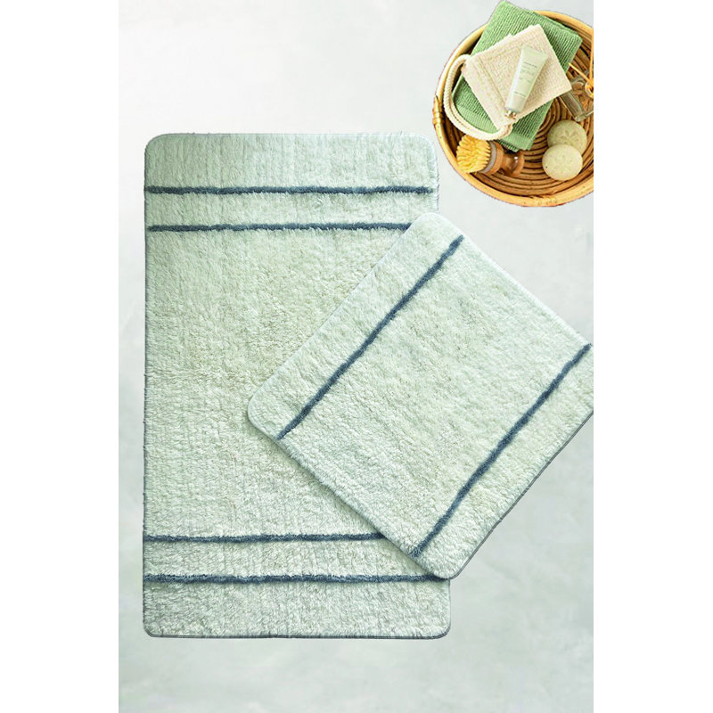 Ensemble de tapis de bain, Vert / noir