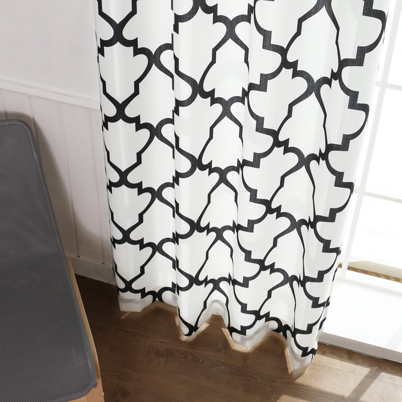 Rotteck Geometric Grommet Curtain Panels, 52"W x 108"L, Black