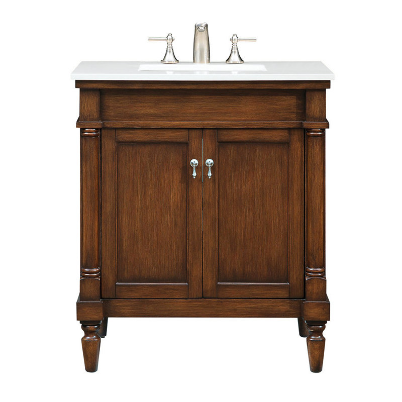 Lexington 30'' Single Bathroom Vanity with Top, Walnut, Ivory White