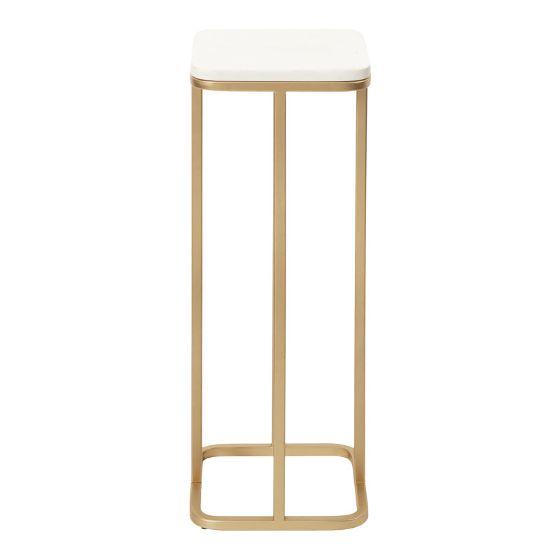 Irihanna Faux Marble Square Drink Table, Gold