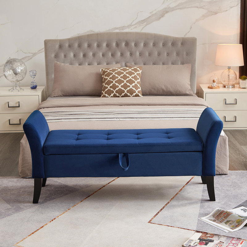 Banc de lit avec velours de rangement