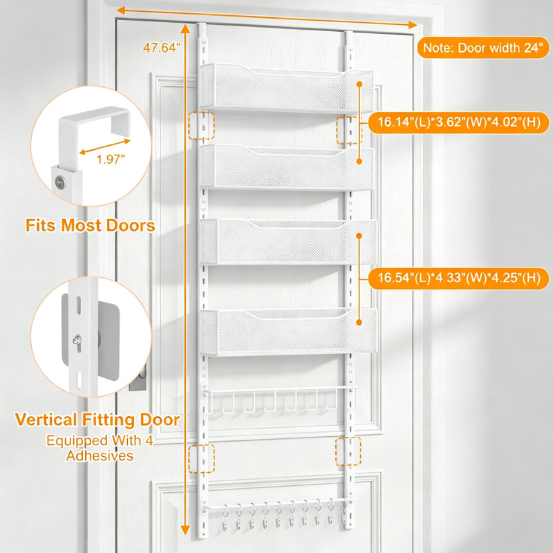 Metal Hanging Organiser, White
