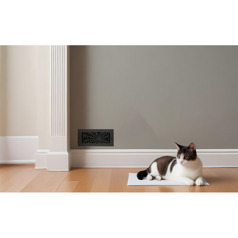 Ensemble de 4 ouvertures de conduit de 4 po x 10 po Spooky Gothic, Plancher sans trous de vis, Noir thermolaqué
