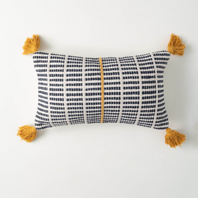 Mod Marigold Tassels Cotton Throw Pillow