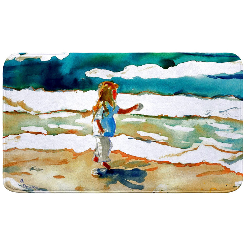 Tapis de bain Fille à la plage, Simple - L 18 po x l 30 po