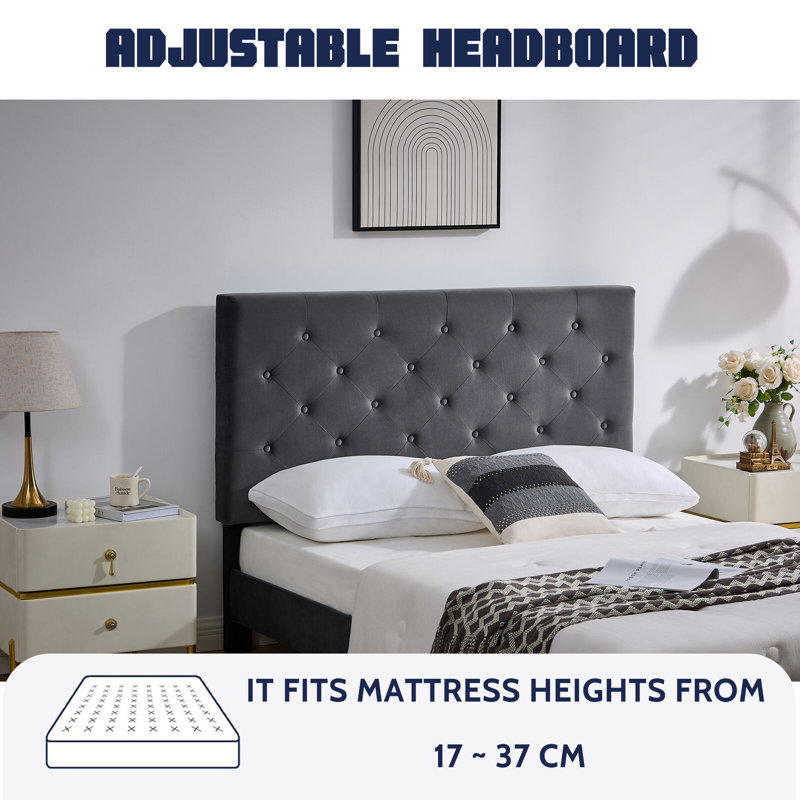 Solid Wood Bed, 162 x 210 cm, Grey