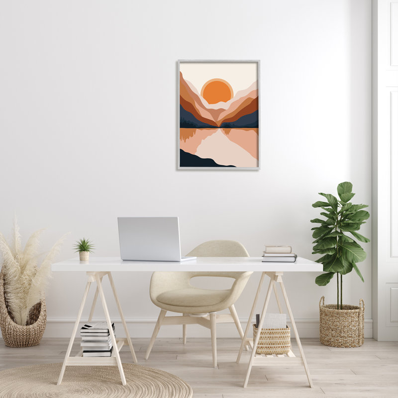 Lever de soleil orange vibrant, Estampe numérique Farmhouse, H 30 po x l 24 po