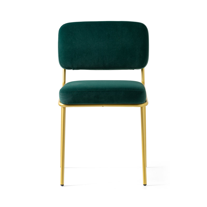 Sixty Upholstered Dining Chair with Metal Frame, Matt Taupe, Dark Forest Green