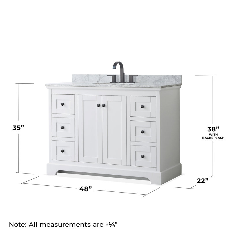 Avery 48'' Single Bathroom Vanity with Top, Matte Black, White