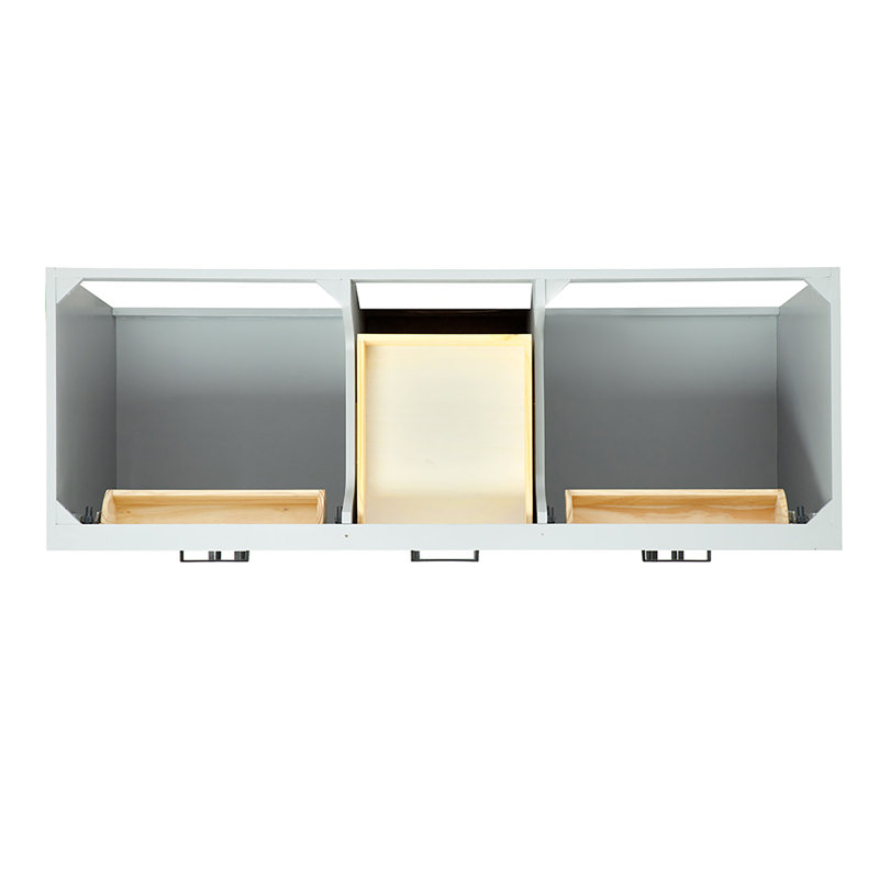 60" Double Bathroom Vanity Base Only, Gray, Matte Black