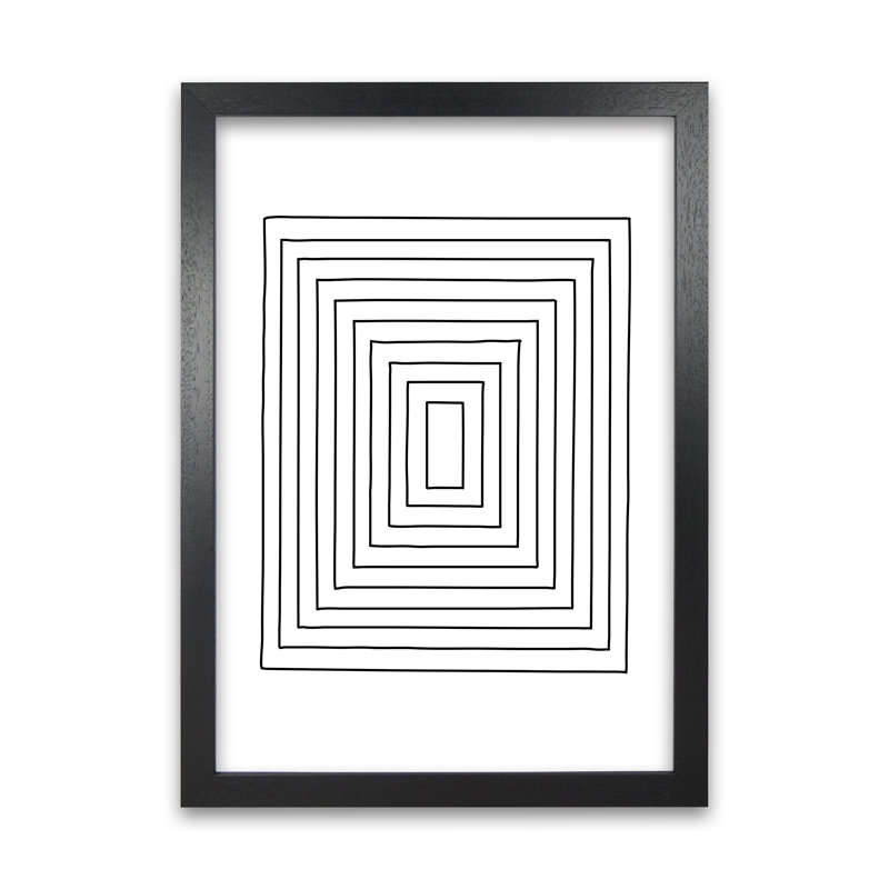 Geometric Black And White B - Print, Black Frame, 84cm H x 59cm W x 3cm D