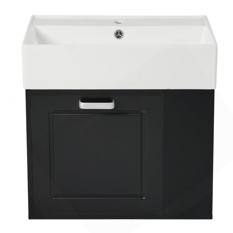 21.8 Inch Bathroom Vanity With Sink, Wall Mounted Floating Cabinet, One Big Drawer, Adjustable Shelf, Toilet Paper Holder, Soft-Close System
