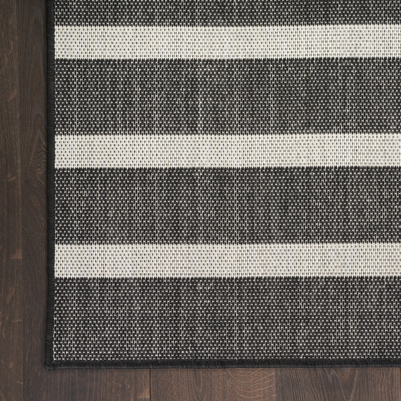  Positano 12' x Square Black Ivory Modern Rug, Square 12', Black