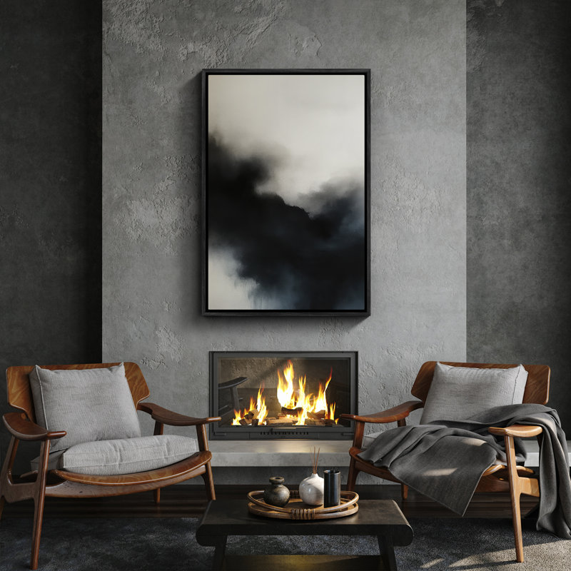 Art mural encadré abstrait rétro antique classique pour chambre à coucher, H 24 po x l 16 po, Noir