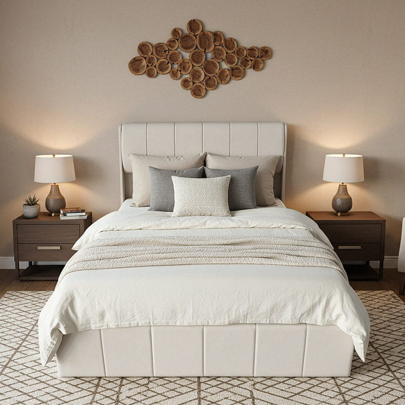 Upholstered Bed, Cream