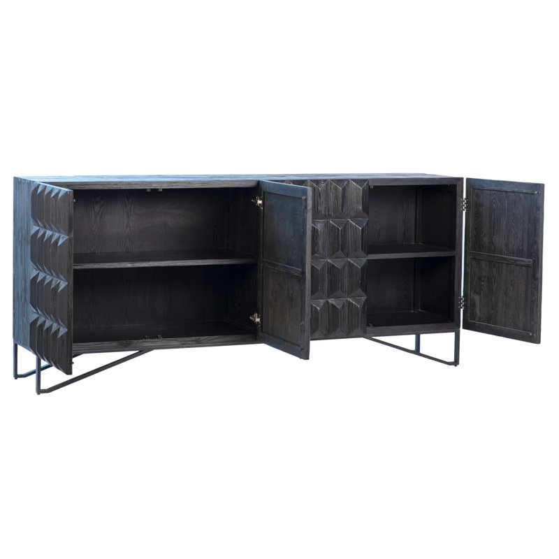 Polley 84" Reclaimed Pine Wood Sideboard, Antique Black