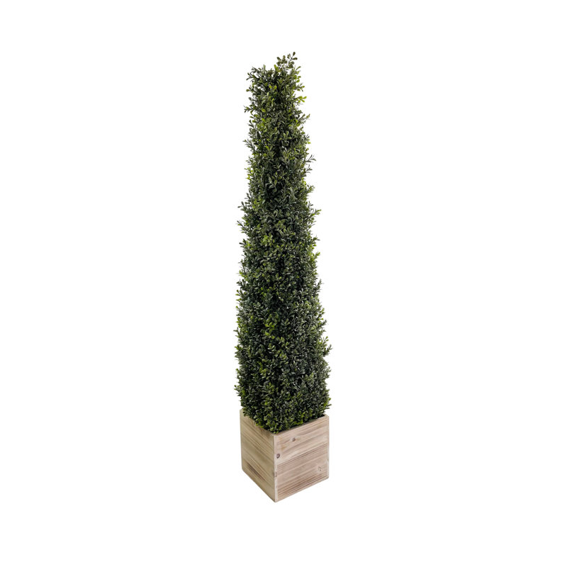 Faux Boxwood Topiary in Planter, 48" H x 8" W x 8" D