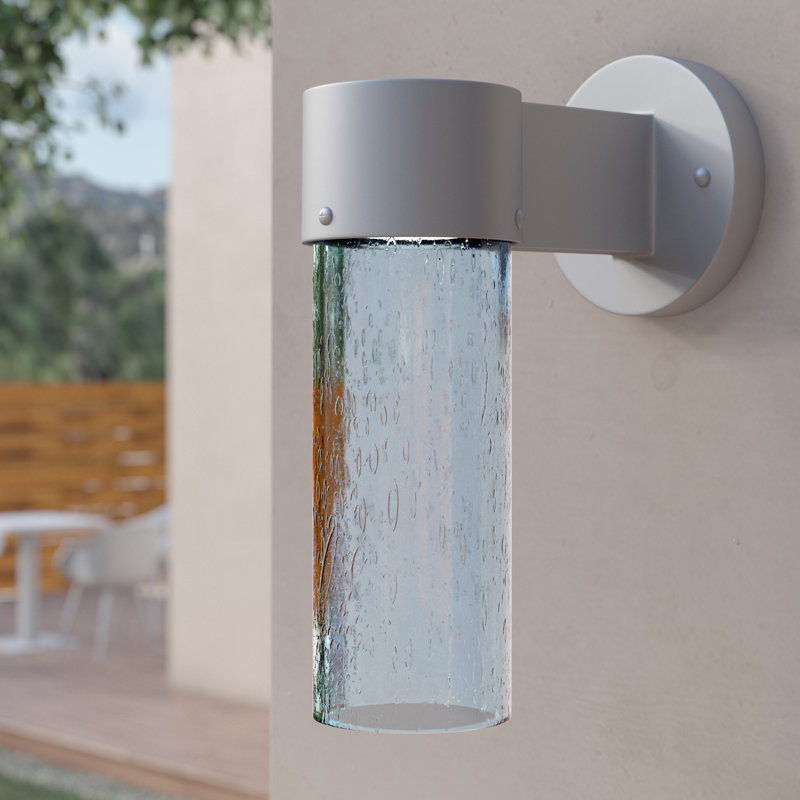 Applique murale à bras d’extérieur 1 ampoule Cattalina, Argent, H 11,5 po x l 5 po x P 8,5 po, Bleu