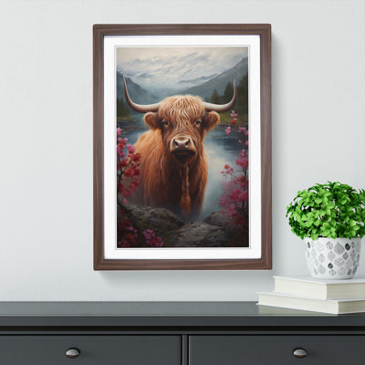 Highland Cow Renaissance - Single Picture Frame Print on Wood