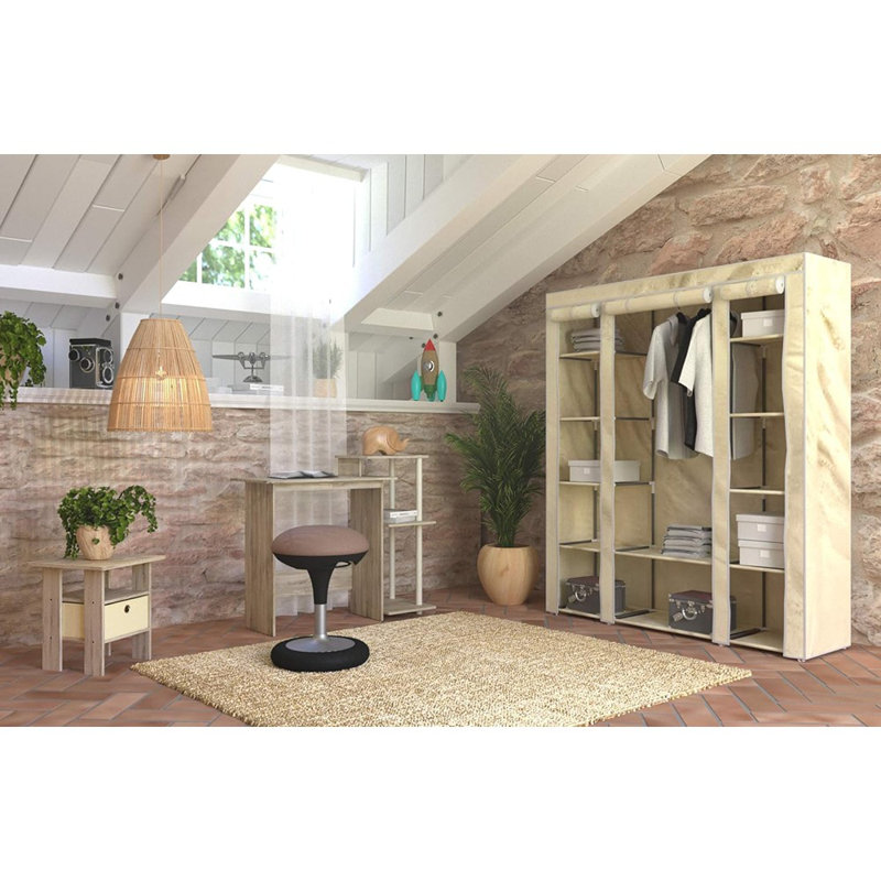 Gigi Nightstand With Bin Drawer, Ivory/Sonoma Oak, Individual