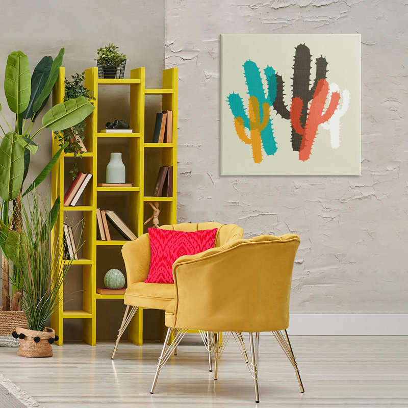 «Layered Bold Cacti», art mural sur toile par SD graphiques Studio, H 30 po x l 30 po