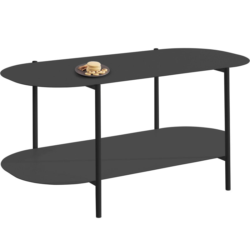 Eysteinn Four Leg Coffee Table with Storage, Black