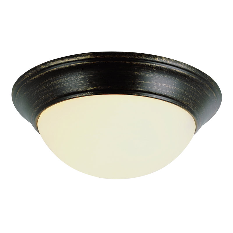 Plafonnier encastré 2 lumières Rowan, Bronze huilé, H 6,5 po x l 14 po x P 14 po