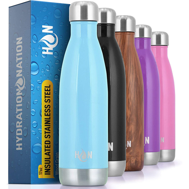 Hydration Nation Stainless Steel Water Bottle Double Wall Insulated, Rock Candy, 17oz.