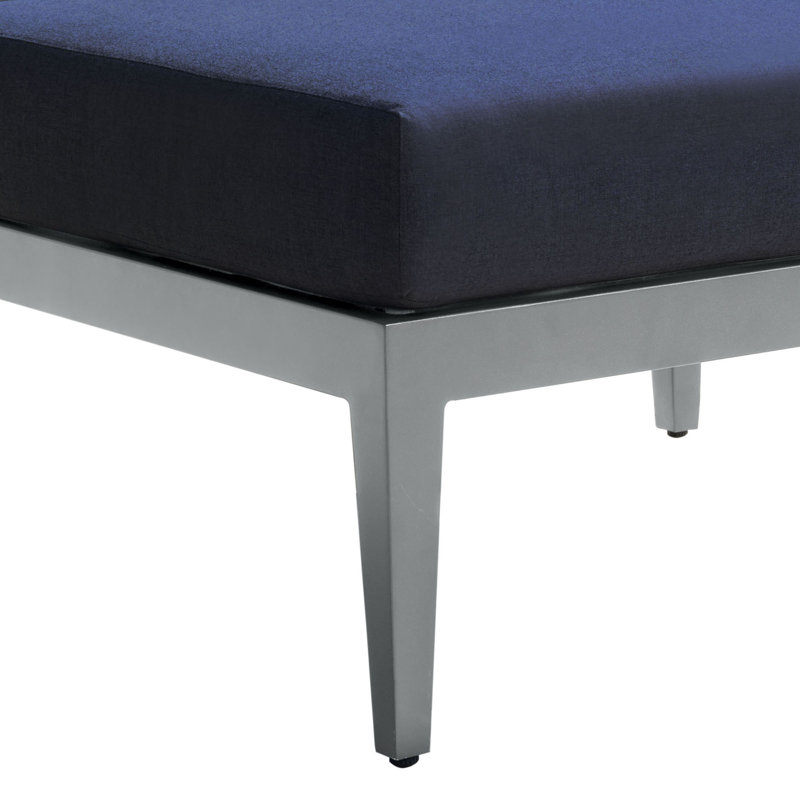 Belamar Outdoor Ottoman with Sunbrella Cushions, Gray Frame/Navy Cushion