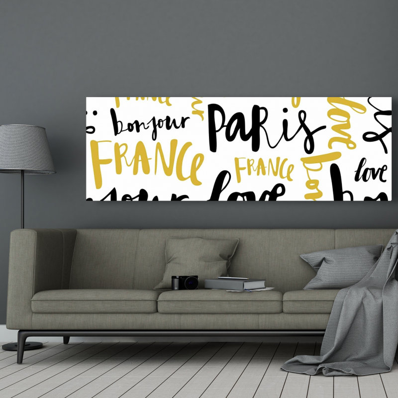 Bonjour Paris - Toile typo et symboles pour la décoration intérieure