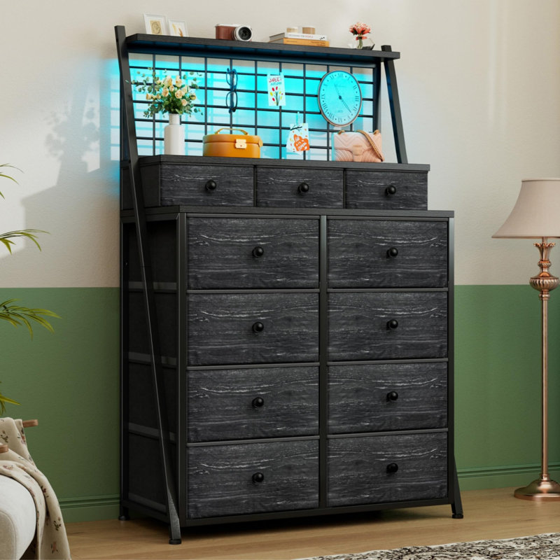 Commode haute 11 tiroirs 11, Noir