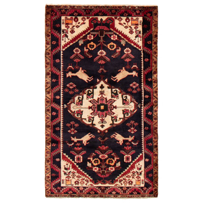 Brana One-of-a-Kind Rectangle 3'11" X 6'9" 1990s Wool Area Rug Navy