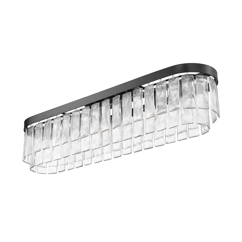 Hoisington 6-Light Flush Mount with Hammered Water Glass, Matte Black