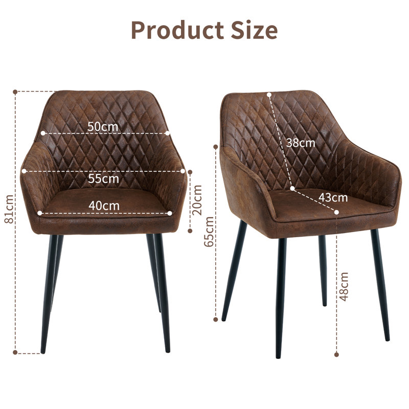 Lathrup Vintage Suede Upholstered Arm Dining Chair, Brown