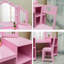 Ensemble de coiffeuse pour enfant Princess 2 en 1 pour fille - Miroir triple amovible avec lumière tactile - Rose