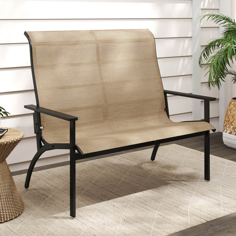 Banc de jardin pour 2 personnes avec haut dossier et accoudoirs Capacité de poids de 880 lb