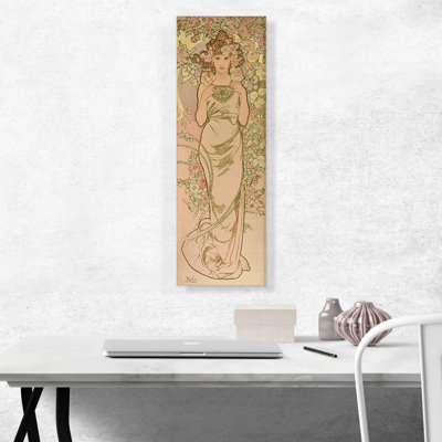 La femme animée en fleur par Alphonse Mucha, reproduction d'art sur toile paronamique