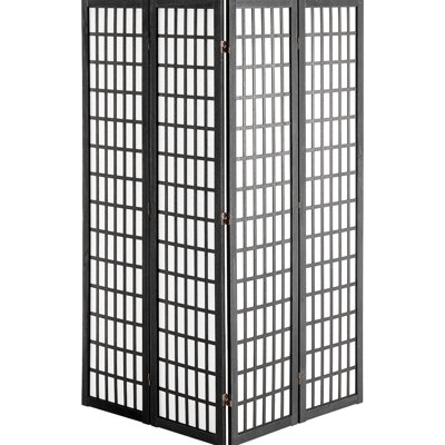 4 Panel Wood Folding Privacy Screen - Japanese Room Divider For Indoor Use In Home Office Restaurant & Bedroom, 360 Rotatable And Foldable, Material, Black Main Color, 68.7 Package Depth, 17.62