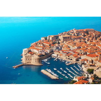 Boats At Dubrovnik Old Town Port by SerrNovik - Wrapped Canvas Print