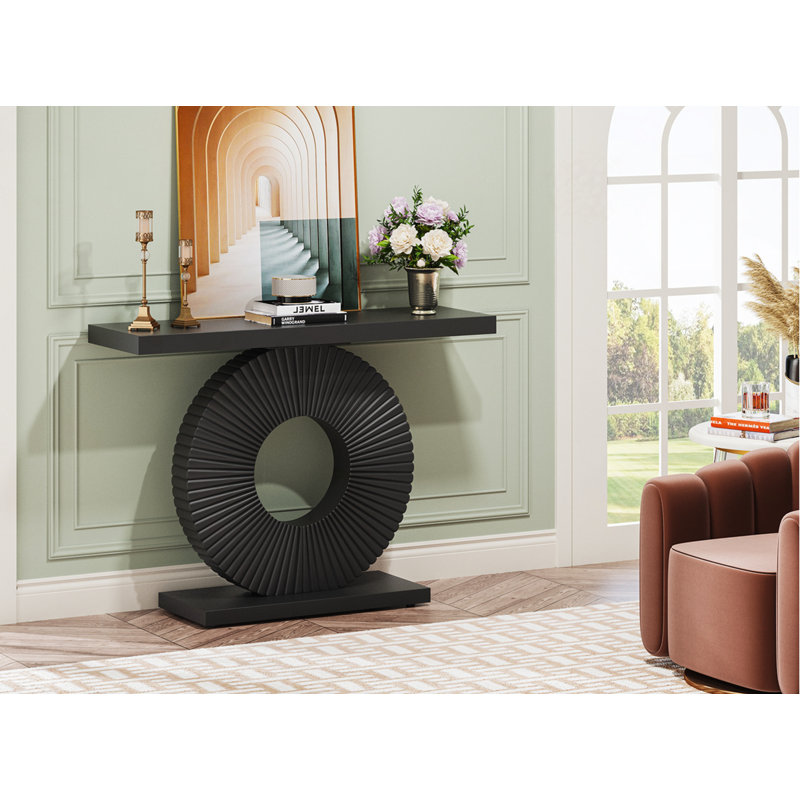 40" Modern Black Console Table, Black