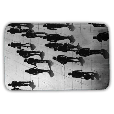 Silhouettes of people on the street Bath Mat with Non-Slip Backing - Quick Dry Memory Foam Bathroom Rug - Absorbent - Modern Plush Spa-Style - Machine Washable