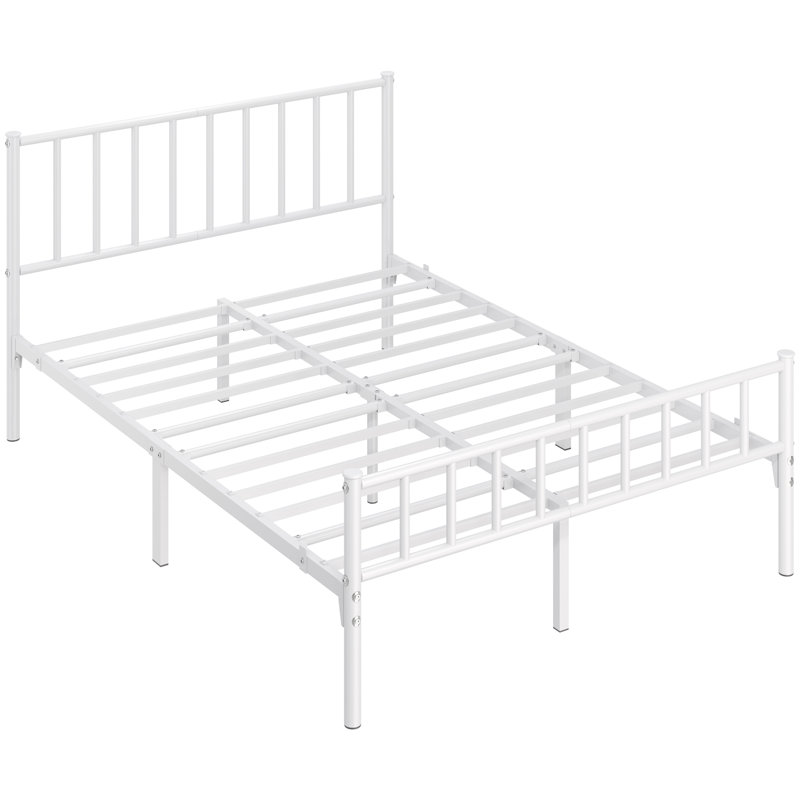 Base de lit avec tête de lit et pied de lit Mykati, Double, Blanc