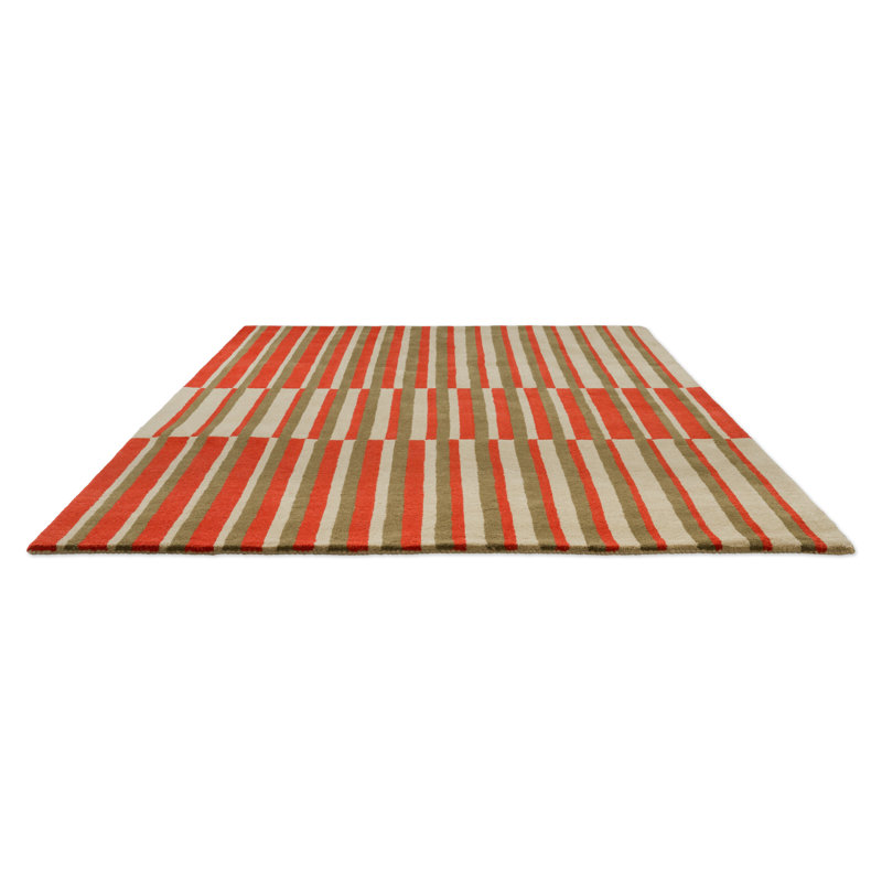 Decor Pilar Handmade Wool Striped Area Rug, Coral, Rectangle 5'3 x 7'6