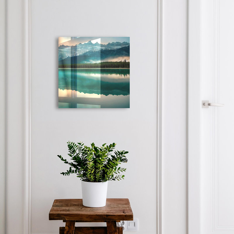 Key cabinet, Opens to the left, 30x30x5, White, The magic of reflecting mountains in the calm surface of water, 