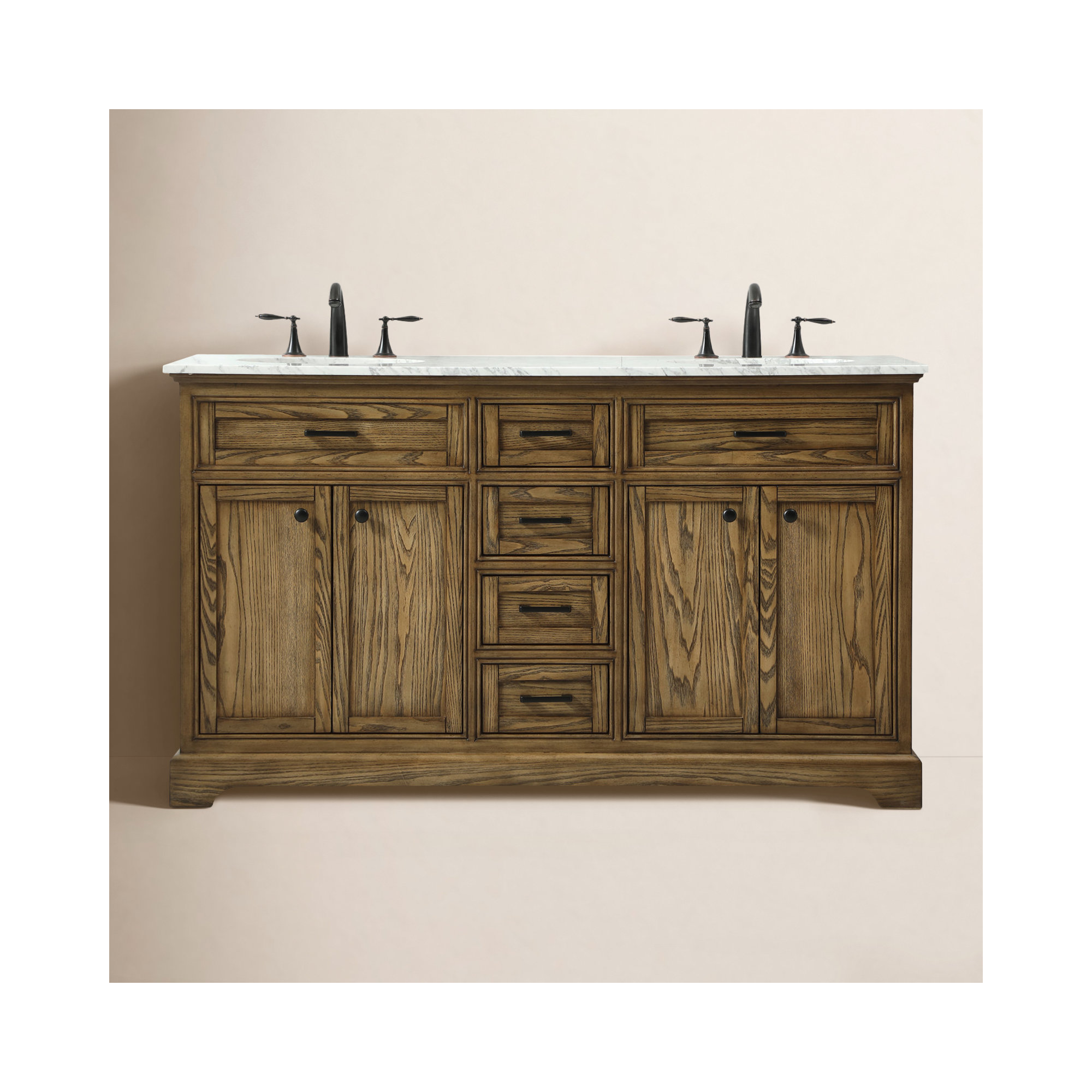 Hermes 60'' Double Bathroom Vanity, Driftwood