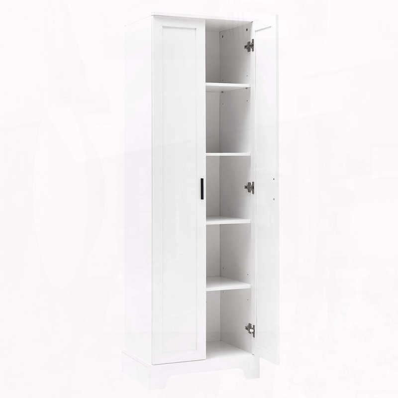 Storage Cabinet with Two Doors and Adjustable Shelf, White