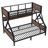 Twin XL over Queen Bunk Bed, Metal Bunk Bed with Storage Shelves and Lights, Space-saving & Noise-free Design, Black